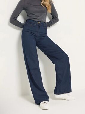 NWT Long Tall Sally 20 High-Rise Wide Leg Jeans - Dark Rinse PLUS